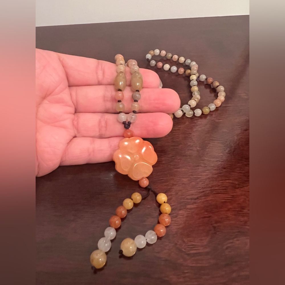 yellow jade orange aventurine Beaded Necklace
